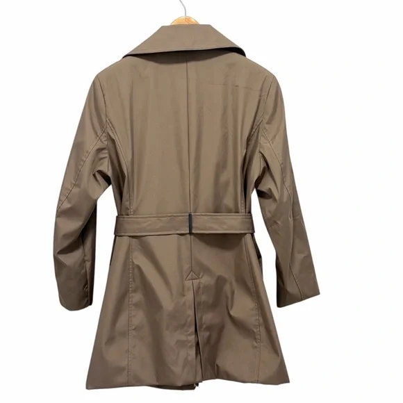 Calvin Klien Tan Khaki Taupe Belted Knee Length Trench Coat - Like New - Large - Picture 2 of 10